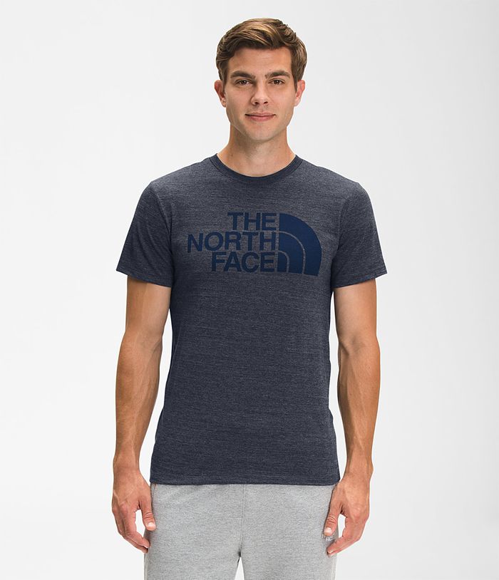 The North Face T-Shirts Heren Korte Mouw Half Dome Tri-Blend HXIR78913 - Donkerblauw